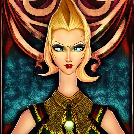 Image similar to elf mage, fantasy, art deco, trending on devianart, detailed