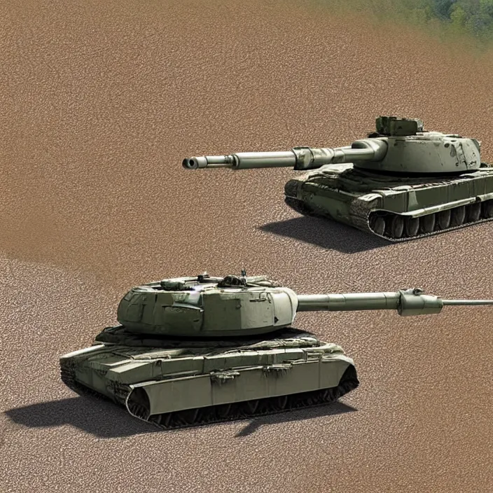 Image similar to t - 9 0 m going through the countryside while aiming at the side of the body photo realistic