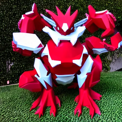 Prompt: guilmon digivolving, flesh ripping to reveal 3 d polygons, digimon