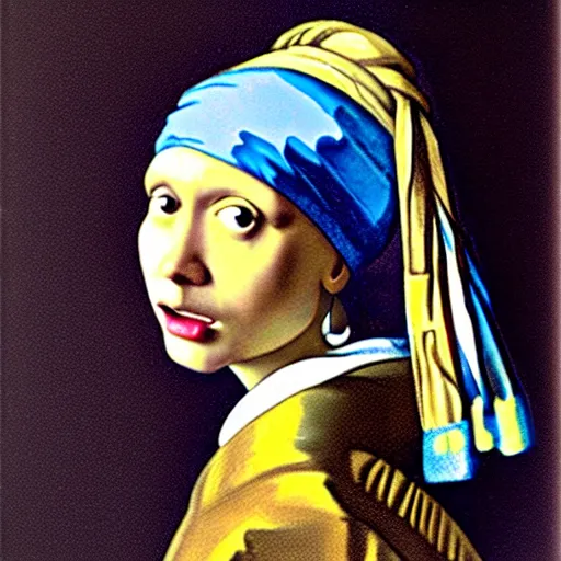 Image similar to Dwayne Johnson with the pearl earring by Johannes Vermeer