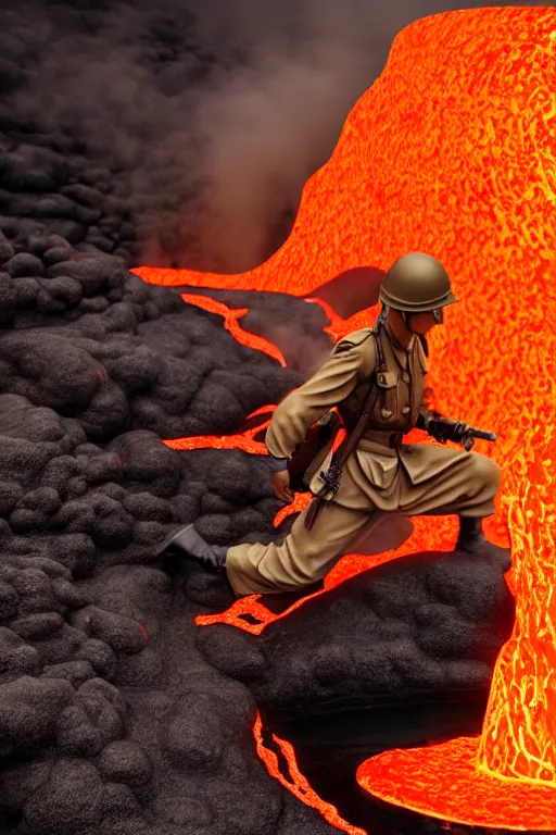 Prompt: japan world war soldier swimming on lava mountain, photorealistic, smooth, aesthetic lighting, baroque object, hyperdetailed, pullitzer winning, photo by : canon eos 5 d mark iv, versatile, lens interoperability, autofocus, 4 k uhd video capture at 3 0 fps, 8 k time - lapse functions, by karah mew and adnan abidi