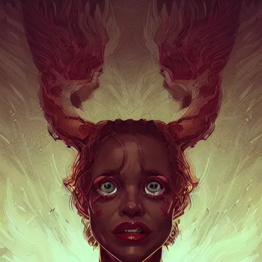 Image similar to “A portrait of a demonic Rachel McAdams, digital art by Dan Mumford and Peter Mohrbacher, highly detailed, trending on DeviantArtHQ”