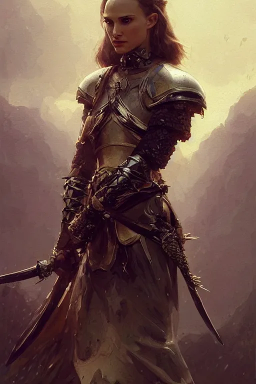 Image similar to natalie portman, legendary warrior, heroic, lord of the rings, tattoos, decorative ornaments, battle armor, by carl spitzweg, ismail inceoglu, vdragan bibin, hans thoma, greg rutkowski, alexandros pyromallis, perfect face, fine details, realistic shading photorealism