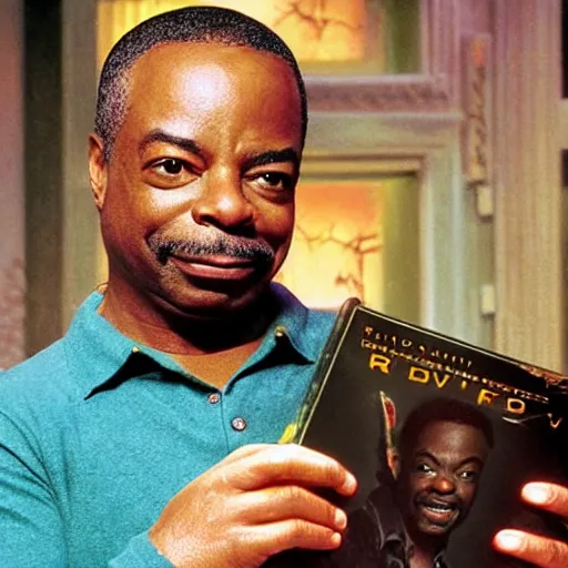 Image similar to LeVar Burton holding the Necronomicon from the Evil Dead for a very special episode of Reading Rainbow, 4k, 8k, photorealistic