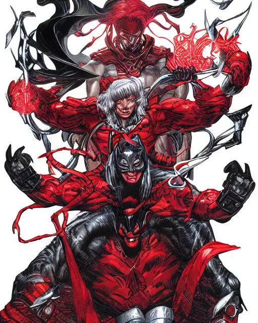 Image similar to hyper detailed comic book cover art of marvels knull, black and red color scheme, by inhyuck lee