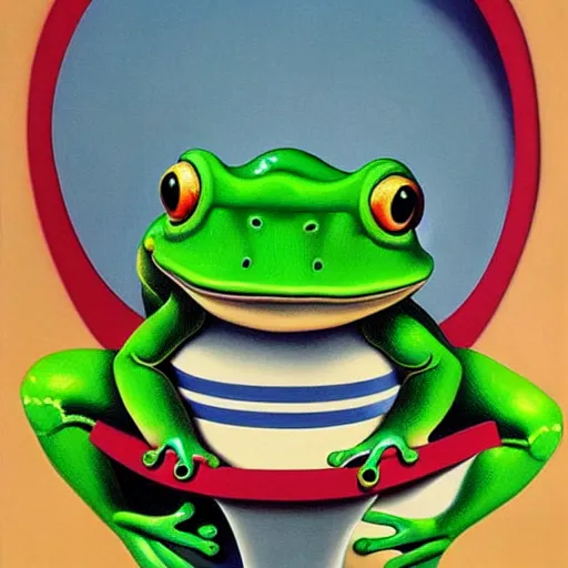 Prompt: cute frog by René Magritte, detailed, 4k