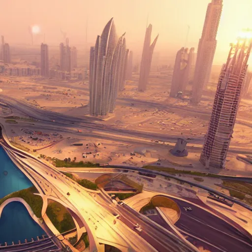 Image similar to gta : dubai, by makoto shinkai