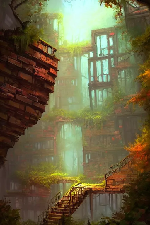Prompt: (((((a ramshackle manhattan brick brownstone deep in the forest))))) by Tyler Edlin!!!!!!!!!!!!!!!!!!!!!!!!!!!
