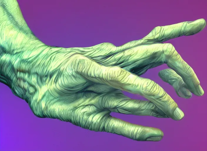 Image similar to trippy, hand, weird, artstation, realistic