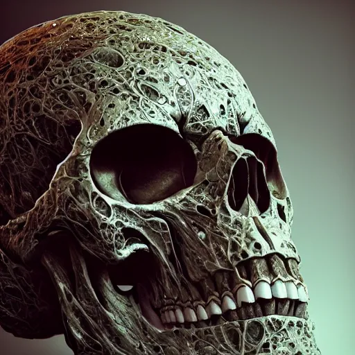 Image similar to portrait_of_a_melting_skull._intricate_abstract._intricate_artwork._by_Tooth_Wu_wlop_beeple_dan_mumford._octane_render_trending_on_artstat