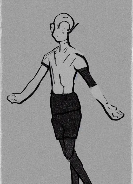 Prompt: a rotoscoped illustration on a photograph of a half-elf referee in the style of man ray