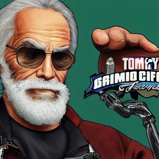 Prompt: tommy chong gta 5 cover art