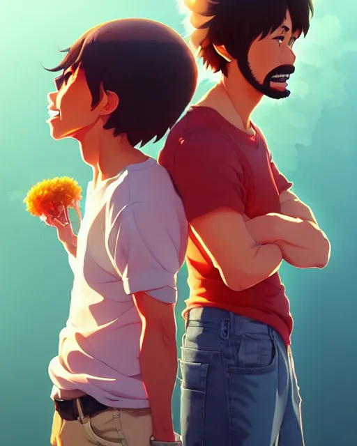 Image similar to cheech and chong, portrait shinkai makoto studio ghibli studio key hideaki anno sakimichan stanley artgerm lau rossdraws james jean marc simonetti elegant highly detailed digital painting artstation pixiv