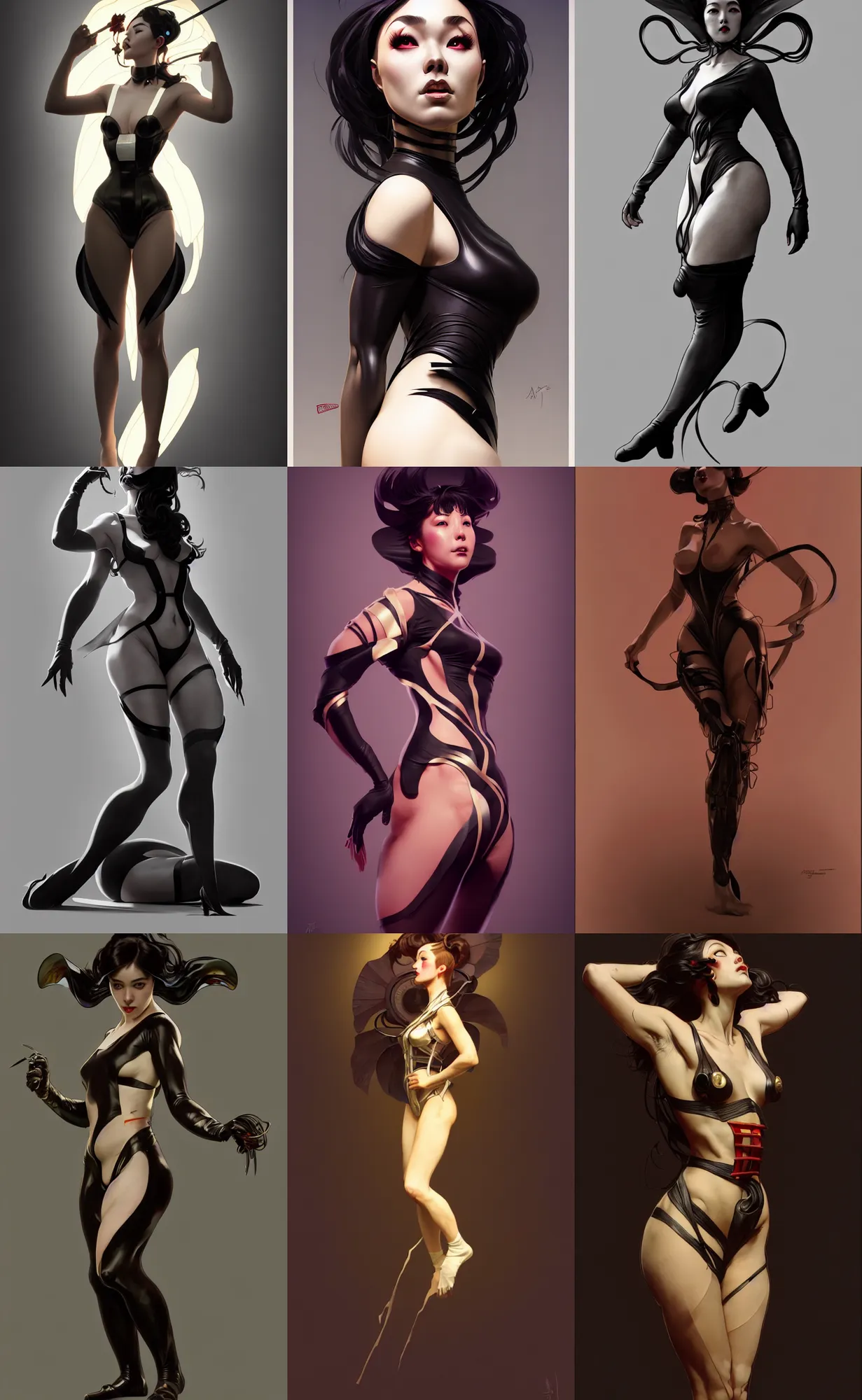 Image similar to digital concept art by artgerm, tooth wu, bierstadt, gurney, stalenhag and alphonse mucha. namilia. just one lonely black tape project attctive showgirl!! full body!! contour light effect!! 8 k, stage light. octane render. sharp edge. ultra clear detailed, sitting pose