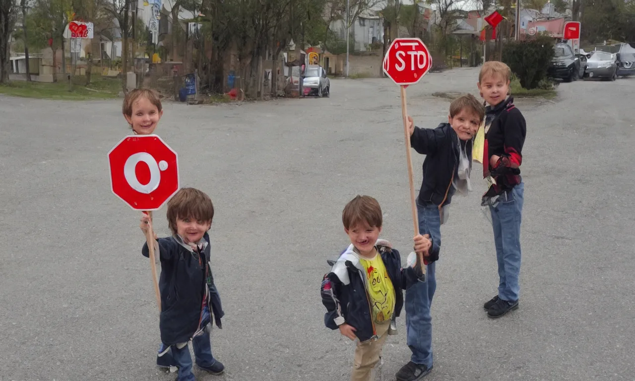 Image similar to child finds magical stop sign wand naudline pierre