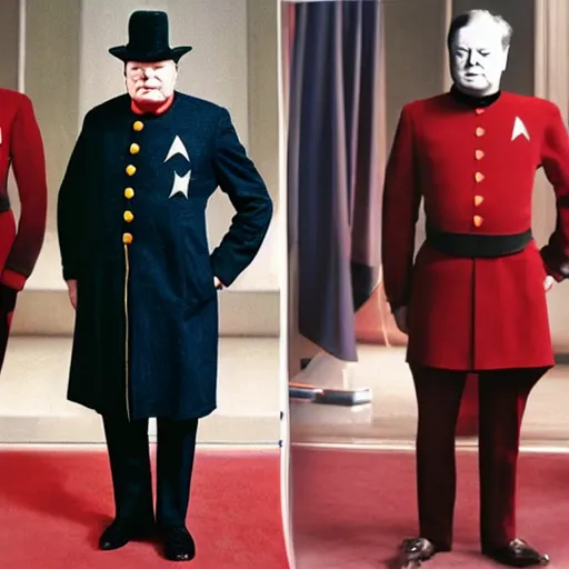 Image similar to starfleet uniform, portrait of winston churchill in starfleet uniform