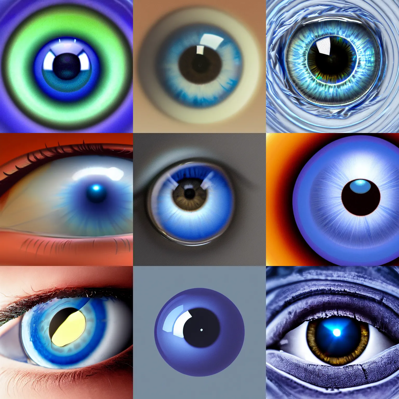 Prompt: ultradetailed render of a glass eye, blue iris, translucent