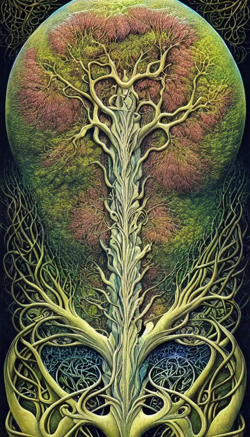 Image similar to tree of life by roger dean and andrew ferez, art forms of nature by ernst haeckel, divine chaos engine, symbolist, visionary, art nouveau, botanical fractal structures, organic, detailed, realistic, surreality