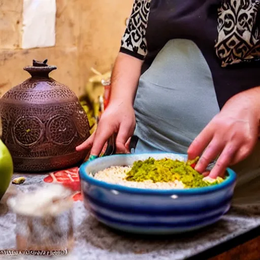 Prompt: Shrek making a moroccan tagine