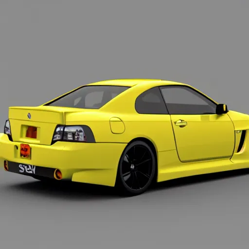 Prompt: Nissan S15, 3d model, yellow,