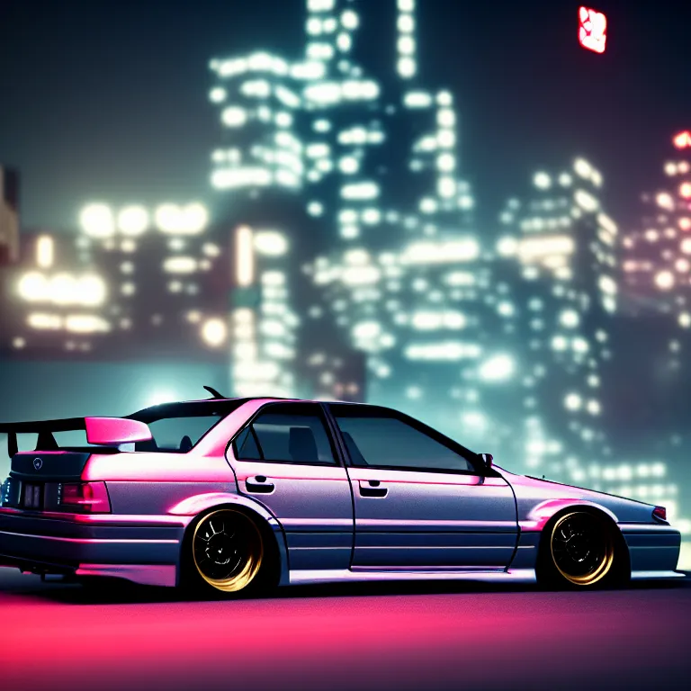 Image similar to Toyota JZX90 Drift, detailed-wheels, Shibuya prefecture, cinematic lighting, photorealistic, night photography, octane render