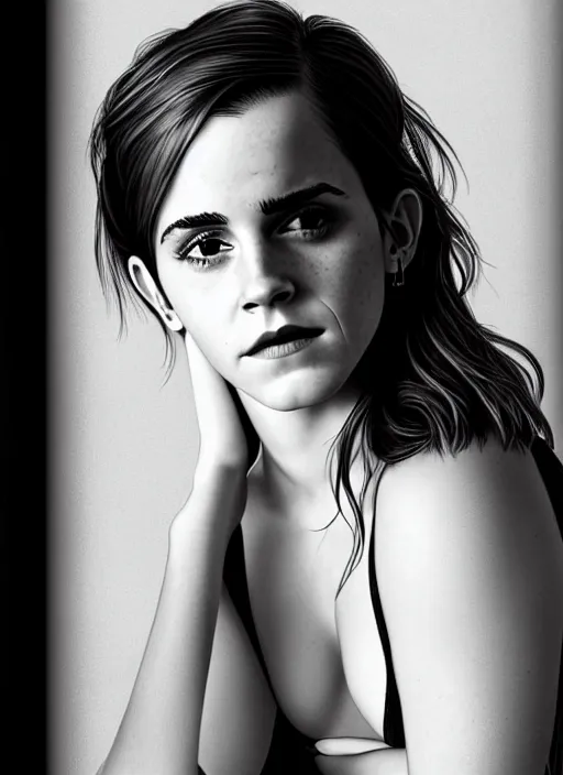 Image similar to Emma Watson as a hegre model, intimate, portrait by Patrick Gleason