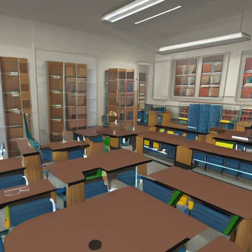 Prompt: a classroom for science, very high detail, realistic