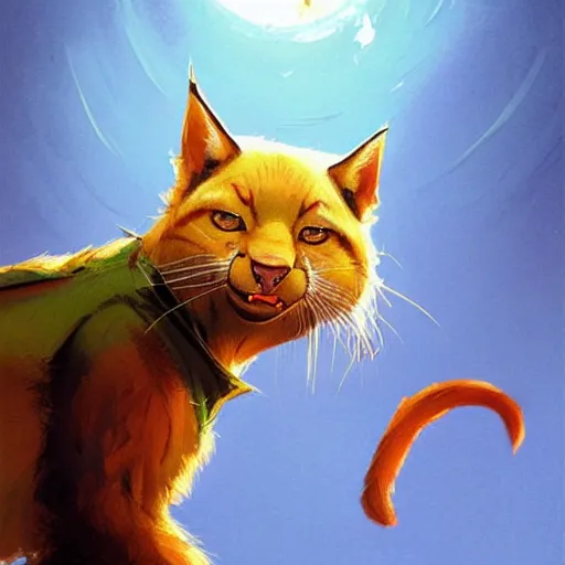 Image similar to a tabaxi!! samurai with dark orange fur and dark green glowing eyes, medium shot!, character illustration by Moebius! artstation, character concept art, John Berkey, Michael Whelan