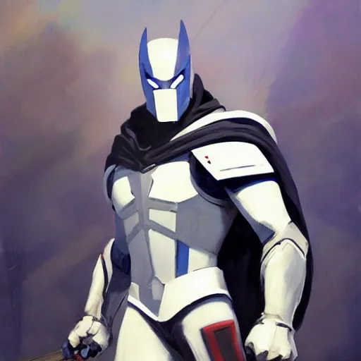 Image similar to greg manchess portrait painting of armored moon knight mixed with ultraman and nightwing as overwatch character, medium shot, asymmetrical, profile picture, organic painting, sunny day, matte painting, bold shapes, hard edges, street art, trending on artstation, by huang guangjian and gil elvgren and sachin teng