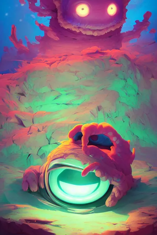 Image similar to smurf ghost creature animal sushi cristal very big eye roots cactus elemental flush of force nature micro world fluo fishscale, behance hd by jesper ejsing, by rhads, makoto shinkai and lois van baarle, ilya kuvshinov, rossdraws radiating a glowing aura global illumination ray tracing hdr