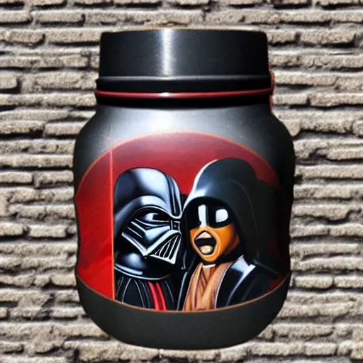 Image similar to banky street - art of darth vader kissing jar jar binks