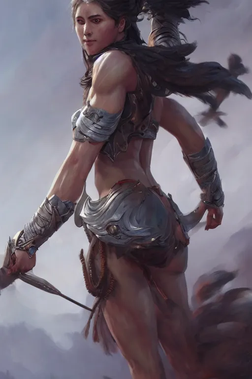 Image similar to goddess of war, accurate anatomy, athletic body, highly detailed, digital painting, artstation, concept art, smooth, sharp focus, illustration, Unreal Engine 5, 8K, art by art by artgerm and greg rutkowski and edgar maxence and Boris Valejo