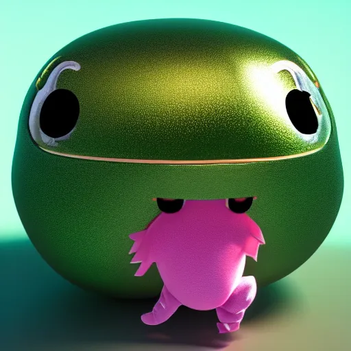 Prompt: cute fumo plush of a blob googirl, monster girl, stylized shiny reflective refractive green pbr material, vray