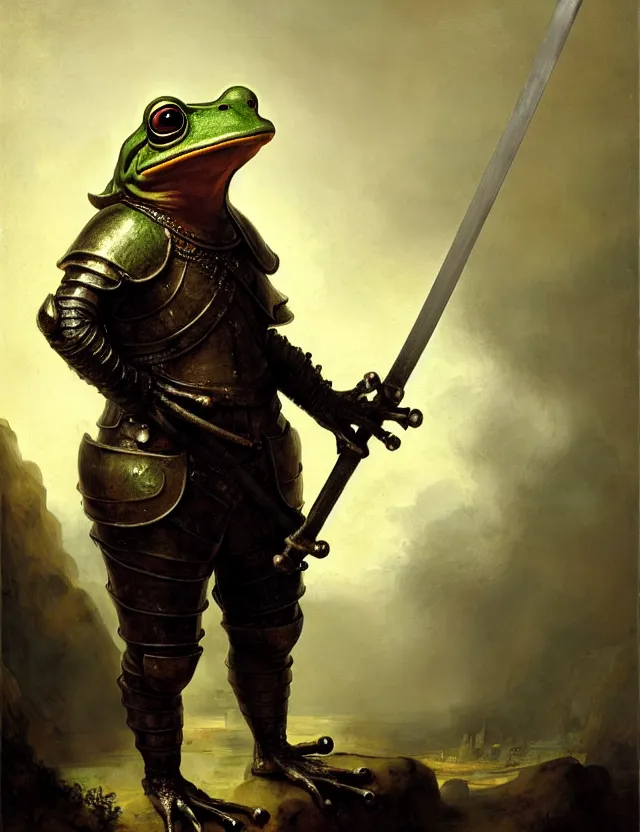 anthropomorphic bipedal frog that is wearing full iron | Stable ...