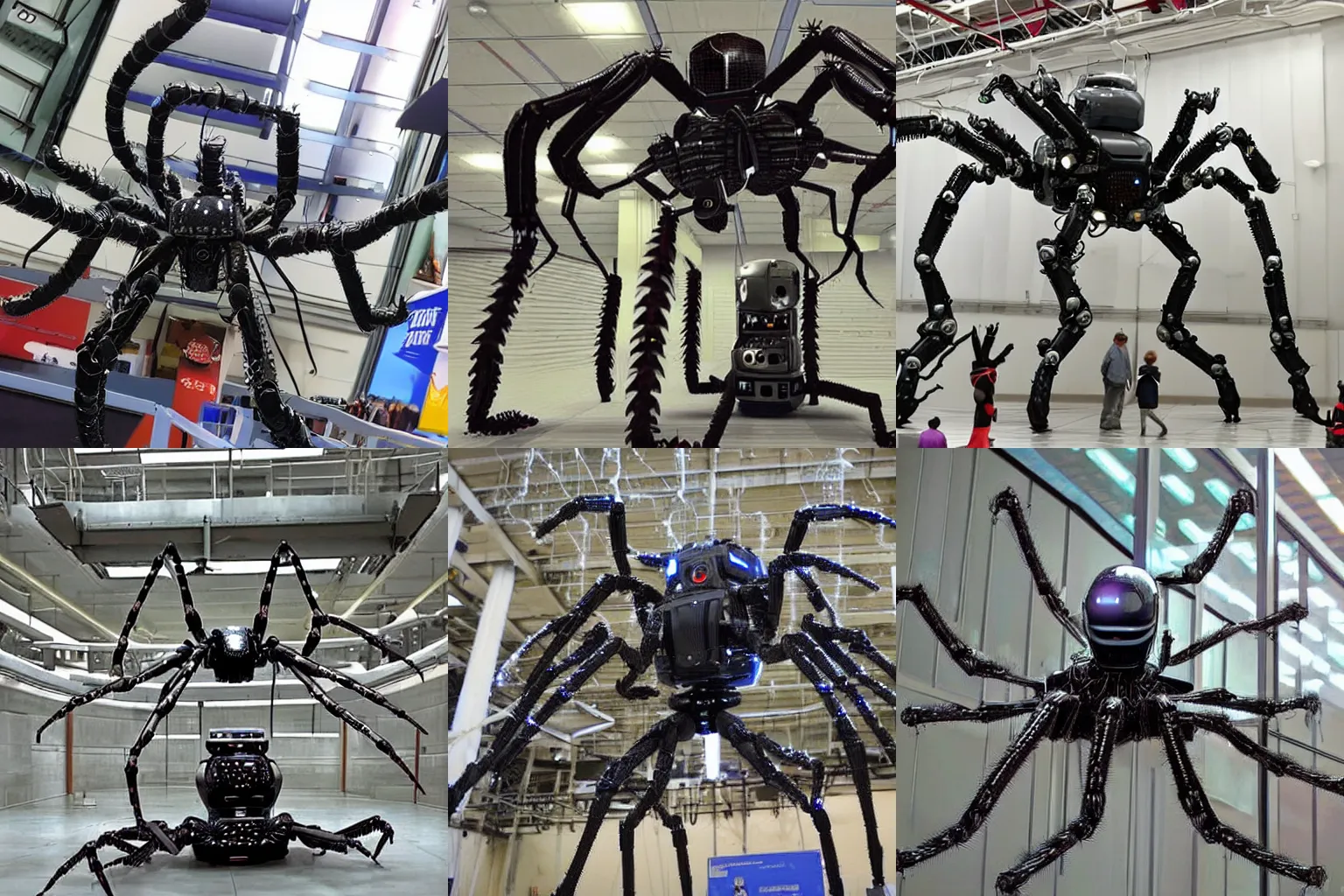 Prompt: a huge robotic spider