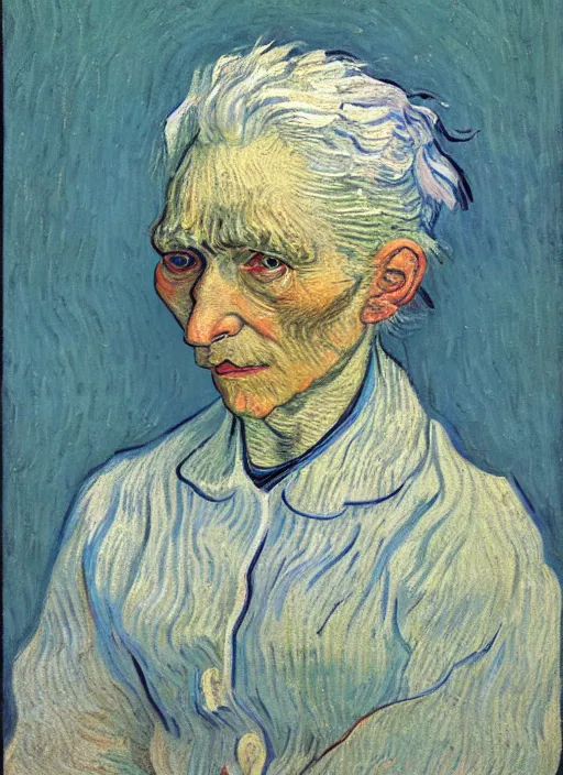 Prompt: portrait of a tired old woman with white hair by van gogh, detailed face, symmetrical painting, beautiful expressionist oil painting masterpiece, 8 k resolution, smooth, sharp focus, pastel color palette, trending on artstation