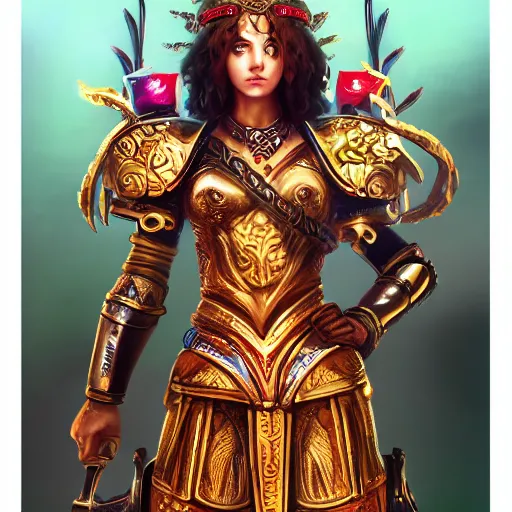Prompt: highly detailed full body portrait of Athene, goddess of strategic war and wisdom wearing armor, cinematic lightning, bright colors, intricate, masterpiece, photorealistic, hiperrealistic, sharp focus, high contrast, Artstation HQ, DeviantArt trending, 4k UHD, Unreal Engine 5