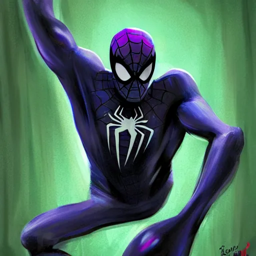 Image similar to spiderman, made from paint splots, fantasy concept art, painting