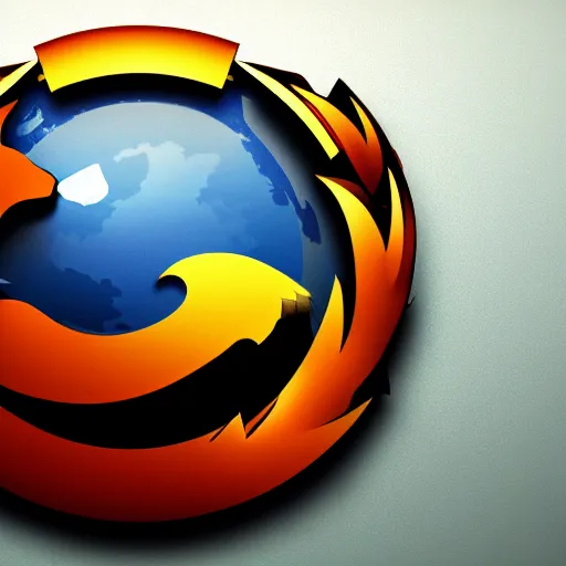 Prompt: realistic steampunk cyberpunk Mozilla Firefox logo, volumetric light