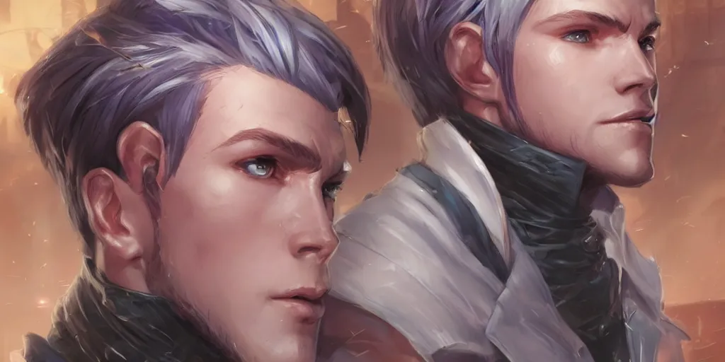 Image similar to concept art of young male netrunner d & d video game characters head designs, unique hair designs, by marc brunet and artgerm