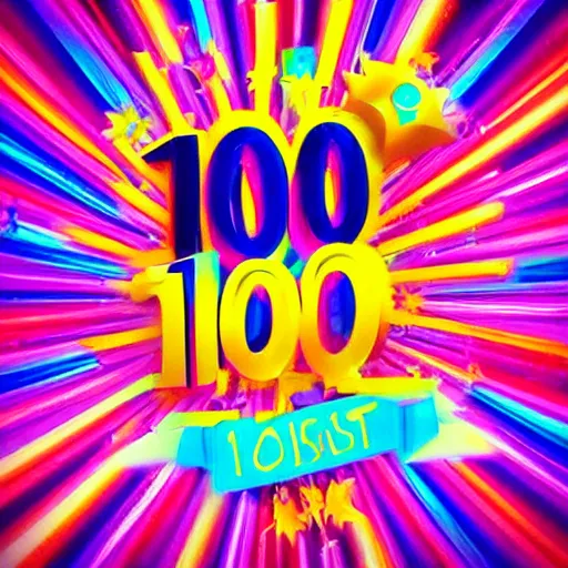 Image similar to sign that says 1 0 0, text 1 0 0, lisa frank, glorious, bedazzled, spectacled, amazing, unreal render, bokeh, studio lighting, ultradetailed