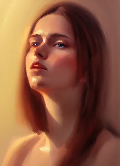 Image similar to portrait of a gorgeous young woman in the style of stefan kostic, artstation, concept art