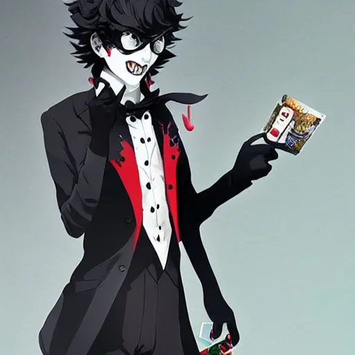 Image similar to joker persona 5 real life drip pinterest, 4k