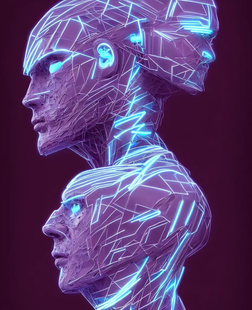 Image similar to portrait of male humanoid, profile pose, well build body, perfect anatomy, intricate, elegant, cyber neon lighting, futurism, highly detailed, hyper photorealistic, digital photography, artstation, pinterest, concept art, smooth, cinematic, 4 k ultra hd, art by pascal blanche, art by artgerm, art by greg rutkowski,