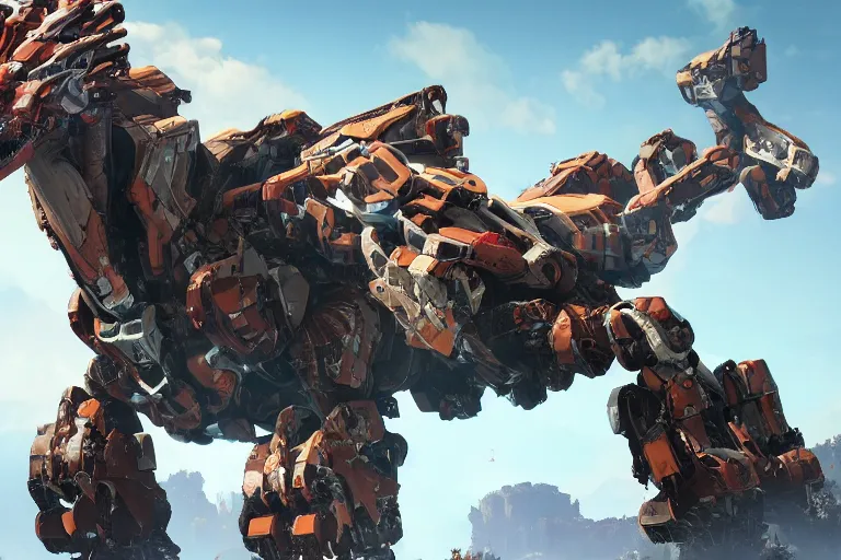 Image similar to rockbreaker machine mecha animal beast robot of horizon forbidden west horizon zero dawn bioluminiscence global illumination ray tracing hdr fanart arstation by sung choi and eric pfeiffer and gabriel garza and casper konefal