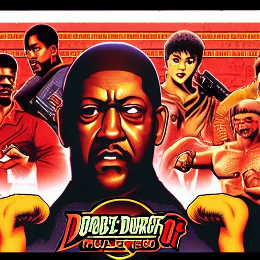 Image similar to portrait of forest whitaker in double dragon video game splash screen