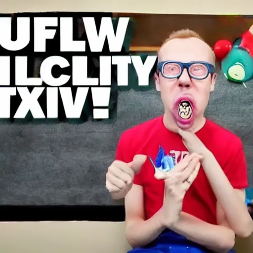 Prompt: YouTube thumbnail of new MrTLexify mukbang video, MrTLexify makes a surprised face