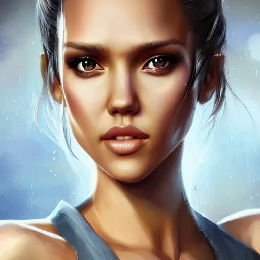 Image similar to Jessica alba, Charlie Bowater art style, digital fantasy portrait