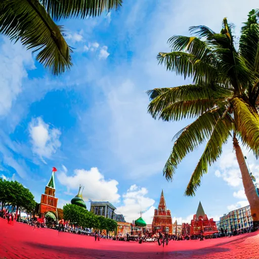 Prompt: symmetrical photo of giant coconut on red square, super wide shot, 1 2 mm, bokeh