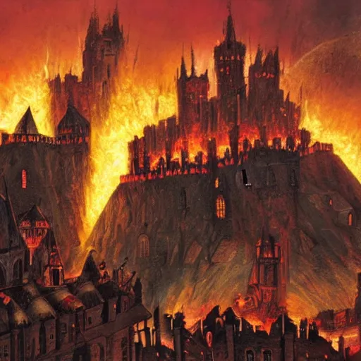Image similar to medieval city falls into hell